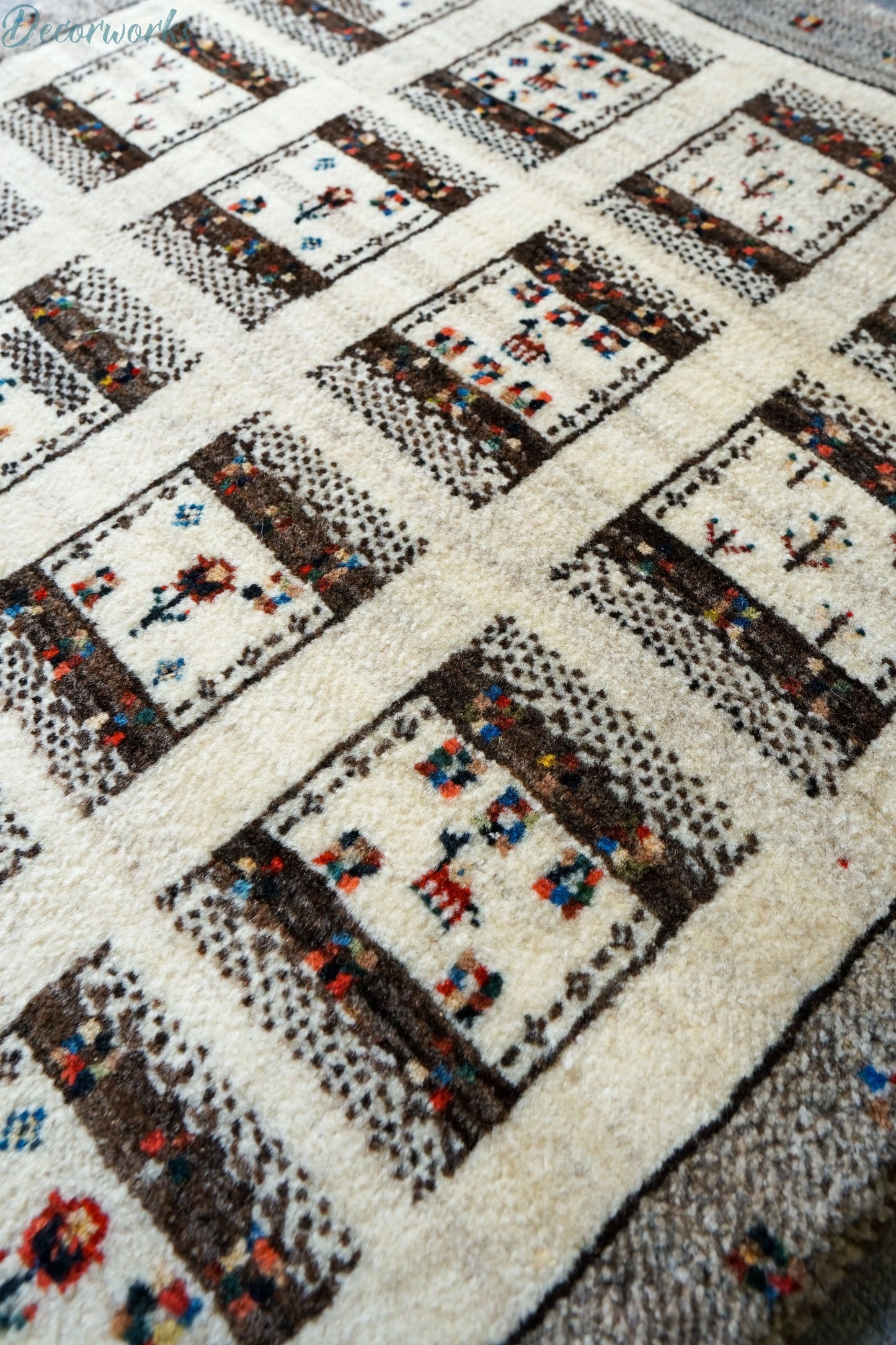 95×65cm 手織り ペルシャ カシュクリギャッベ リズバフト ギヤべ Decorworks