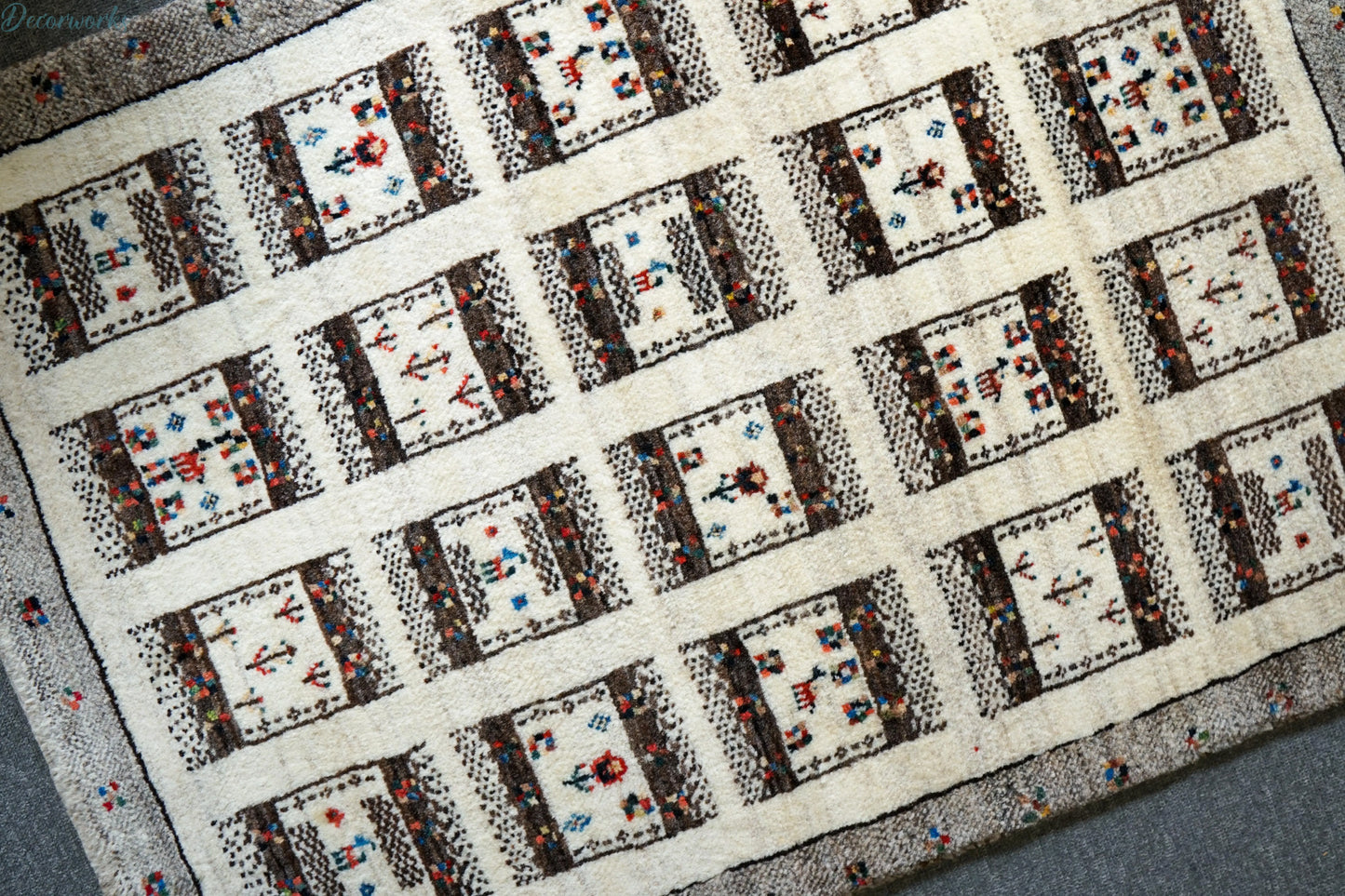 95×65cm 手織り ペルシャ カシュクリギャッベ リズバフト ギヤべ Decorworks