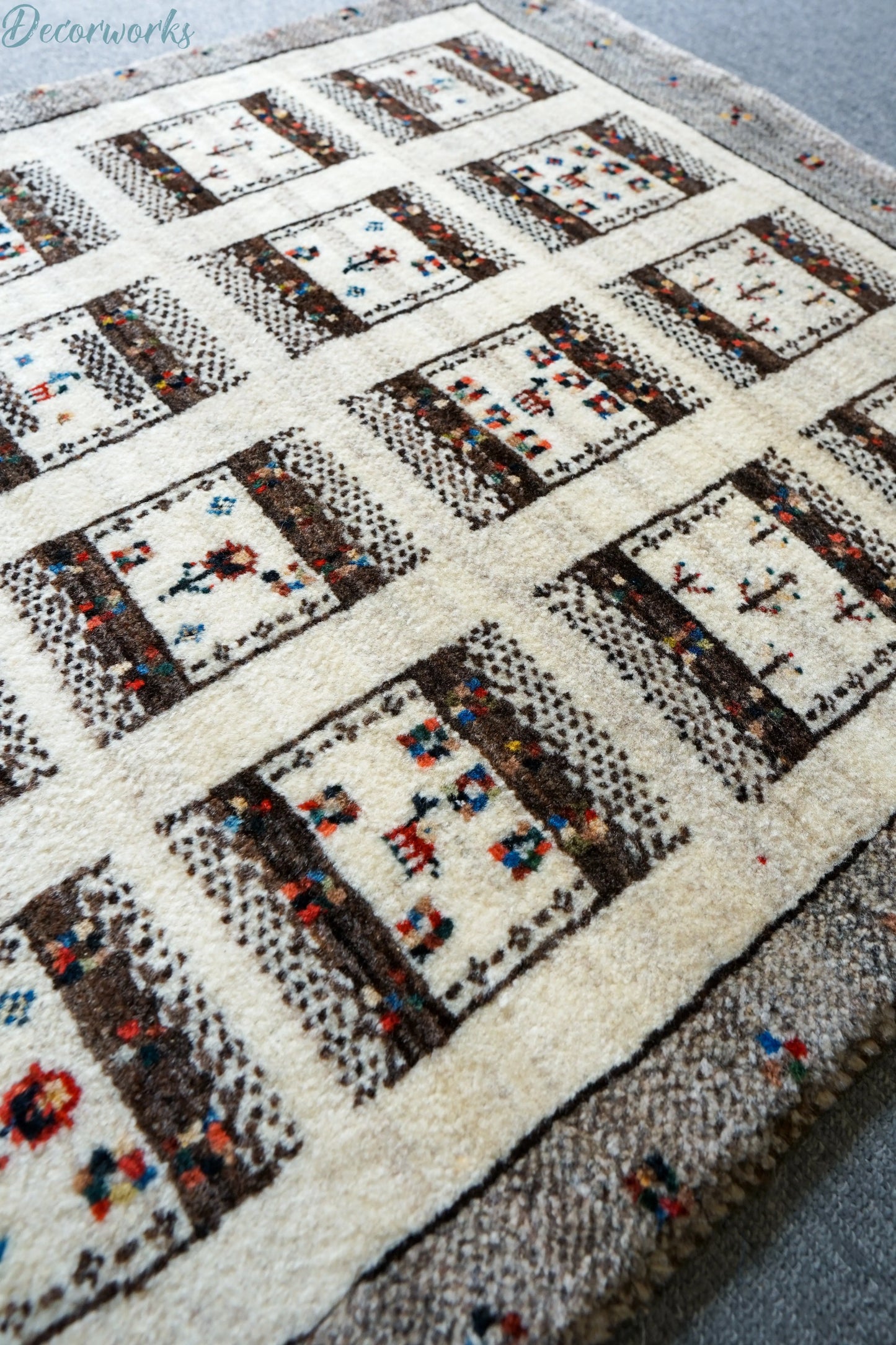 95×65cm 手織り ペルシャ カシュクリギャッベ リズバフト ギヤべ Decorworks