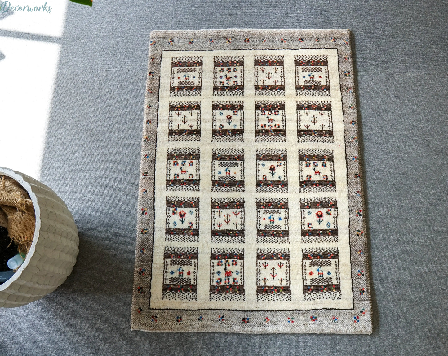 95×65cm 手織り ペルシャ カシュクリギャッベ リズバフト ギヤべ Decorworks