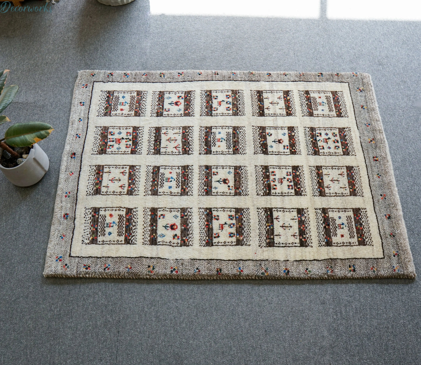 95×65cm 手織り ペルシャ カシュクリギャッベ リズバフト ギヤべ Decorworks
