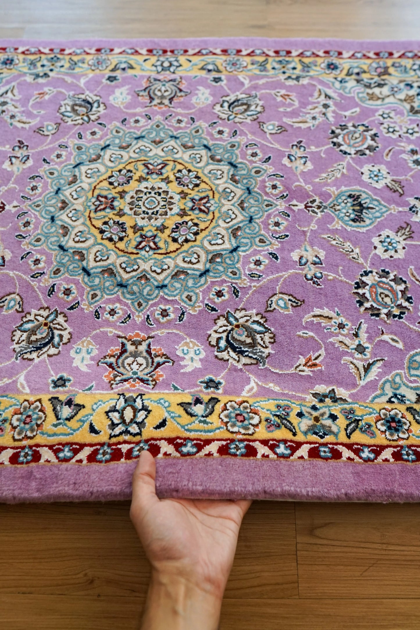 Collection ペルシャ絨毯 ナイン産 青 9la 120×79cm
