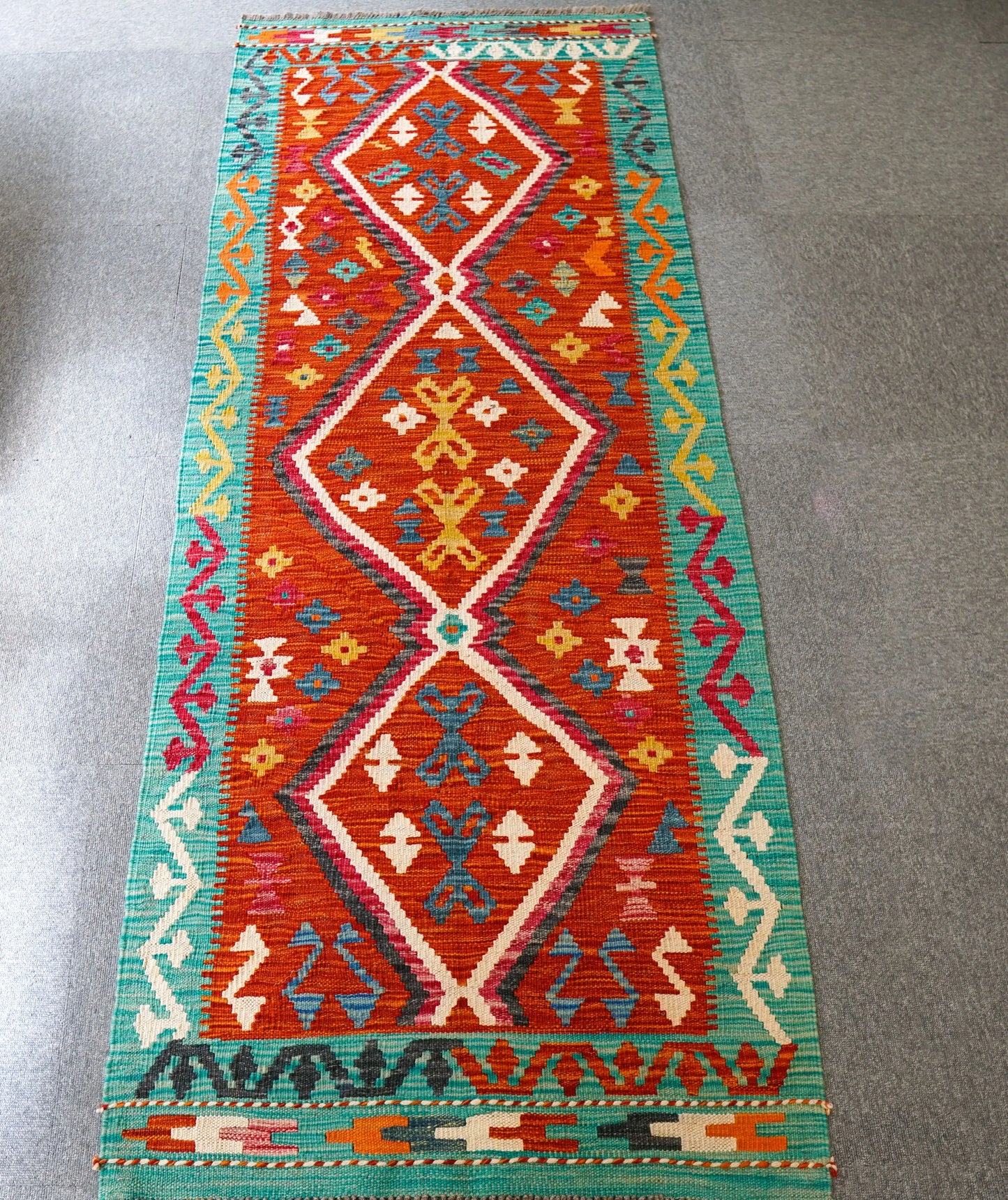 209×80cm アフガニスタン手織りキリム ランナー - Decorworks