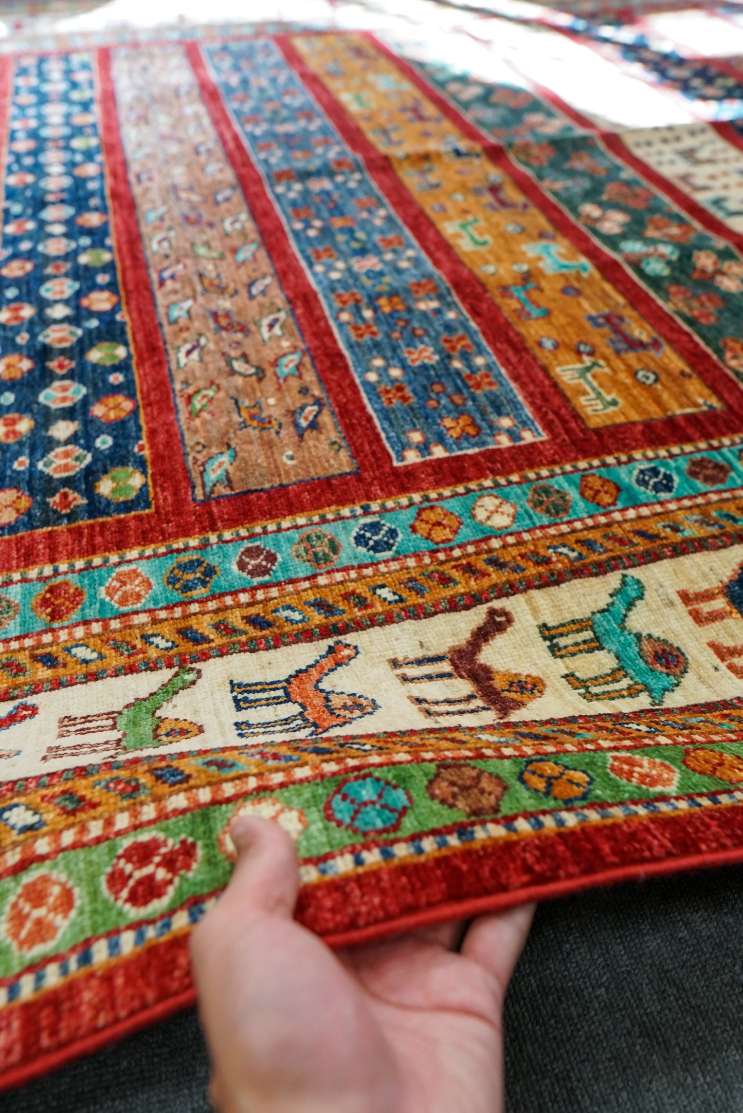 234×178cm アフガニスタン 手織り絨毯 ペルシャ絨毯 ギャッベ Decorworks