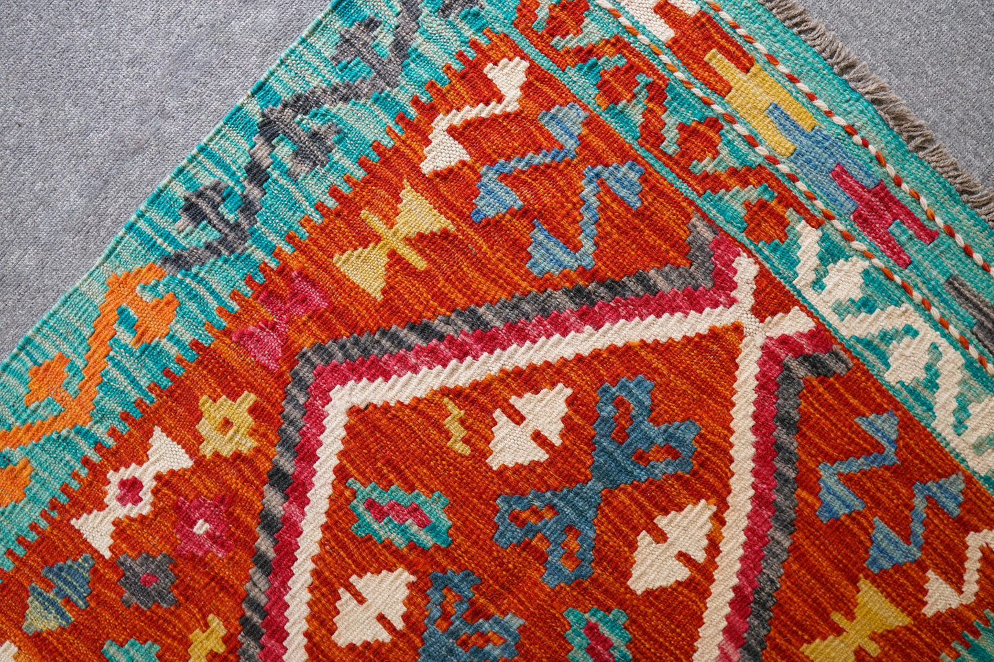 209×80cm アフガニスタン手織りキリム ランナー - Decorworks