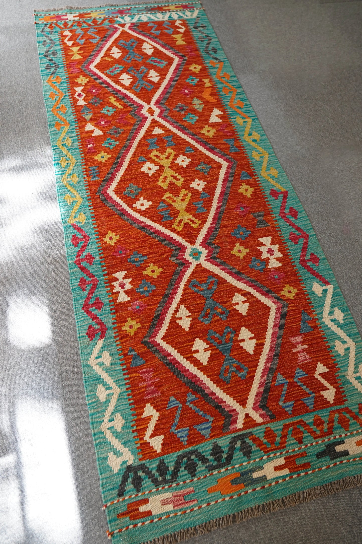 209×80cm アフガニスタン手織りキリム ランナー - Decorworks