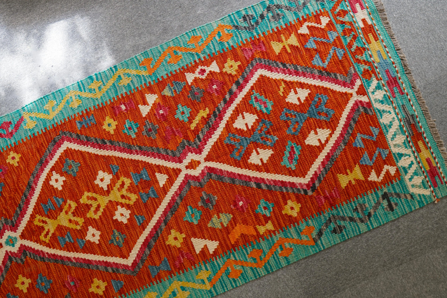 209×80cm アフガニスタン手織りキリム ランナー - Decorworks