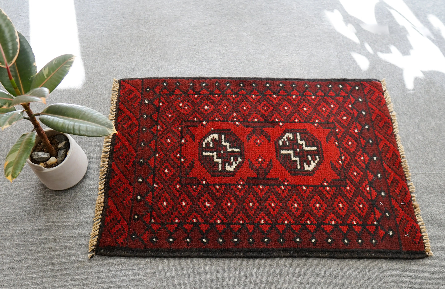 73×50cm トルクメン ボハララグ 手織り絨毯 トライバルラグ ヴィンテージ Decorworks