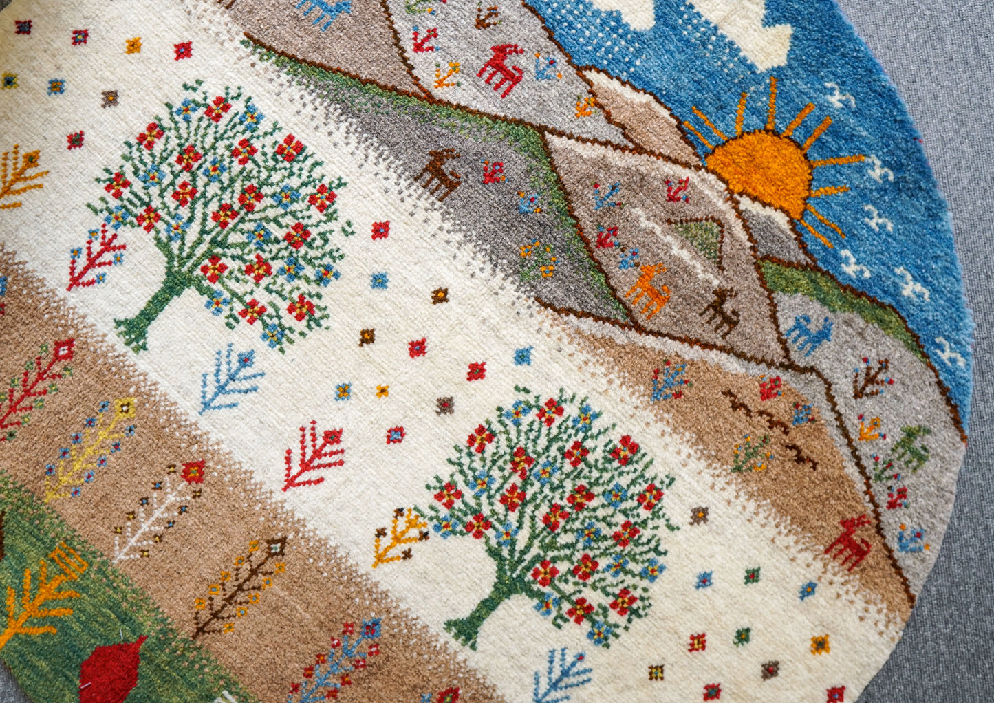 102×102cm ペルシャ手織りカシュクリギャッベ リーズバフト Decorworks