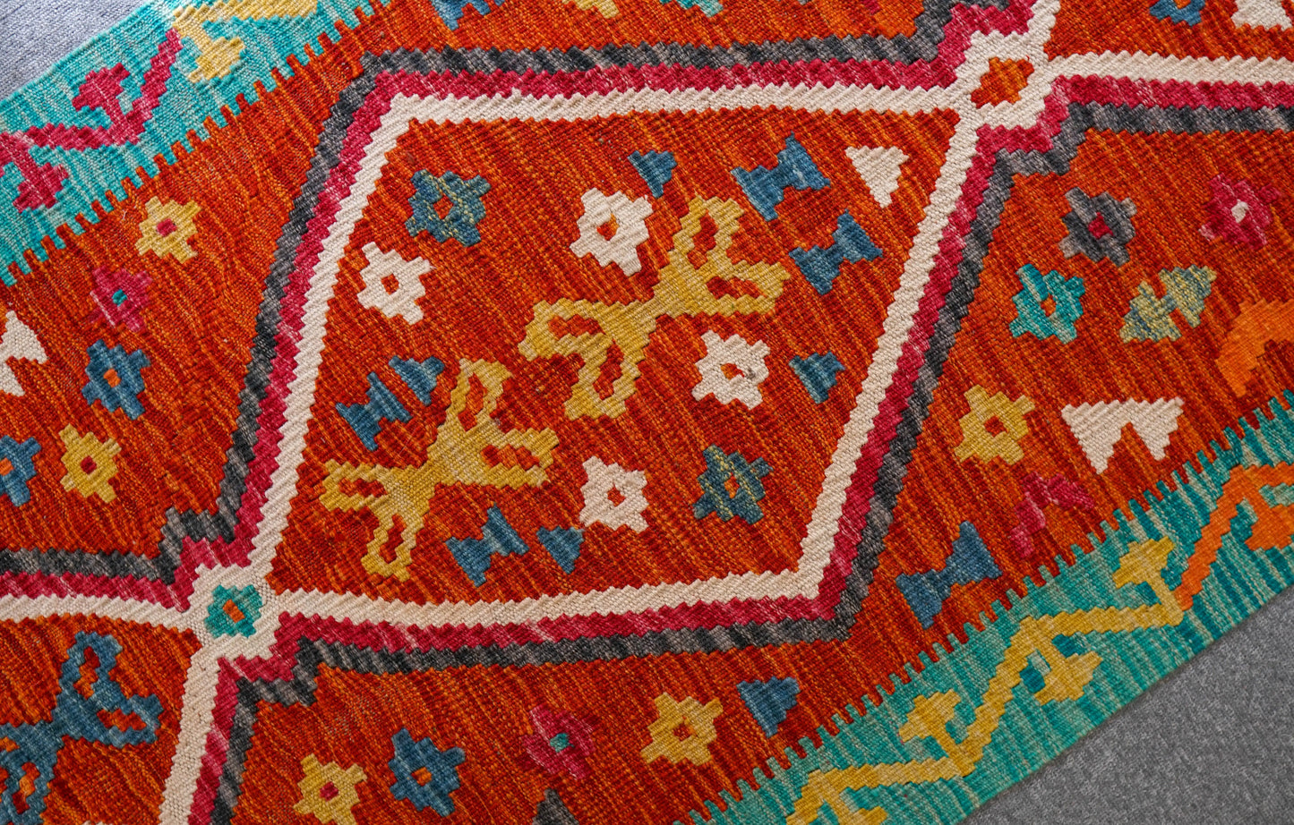 209×80cm アフガニスタン手織りキリム ランナー - Decorworks