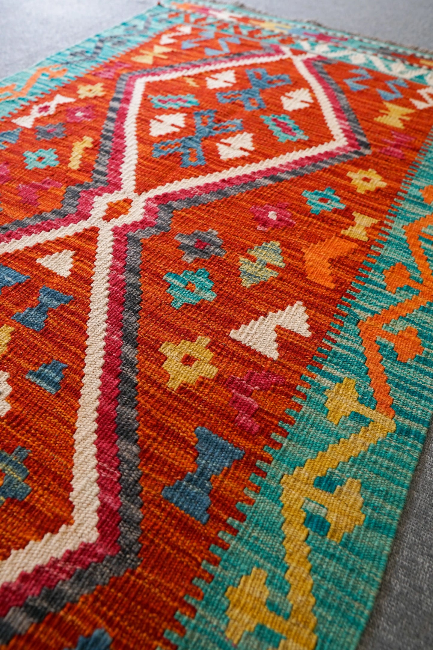 209×80cm アフガニスタン手織りキリム ランナー - Decorworks