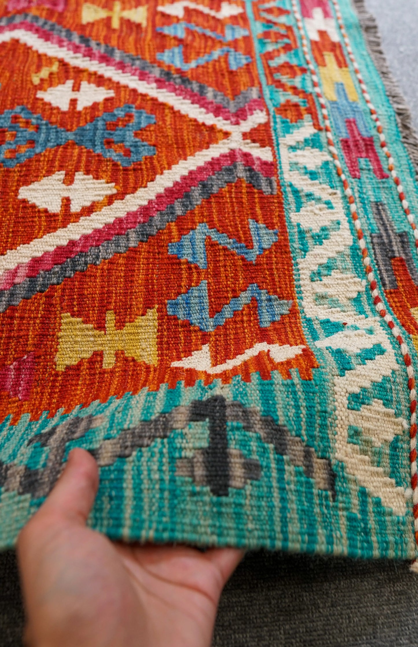 209×80cm アフガニスタン手織りキリム ランナー - Decorworks