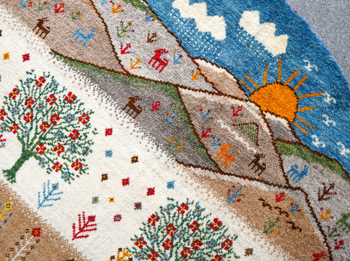 102×102cm ペルシャ手織りカシュクリギャッベ リーズバフト Decorworks