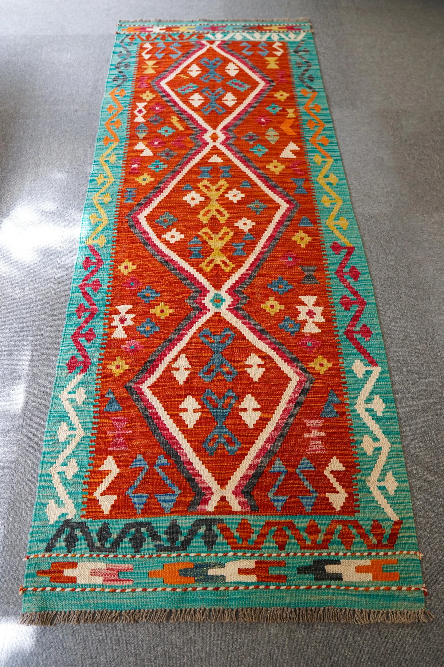 209×80cm アフガニスタン手織りキリム ランナー - Decorworks