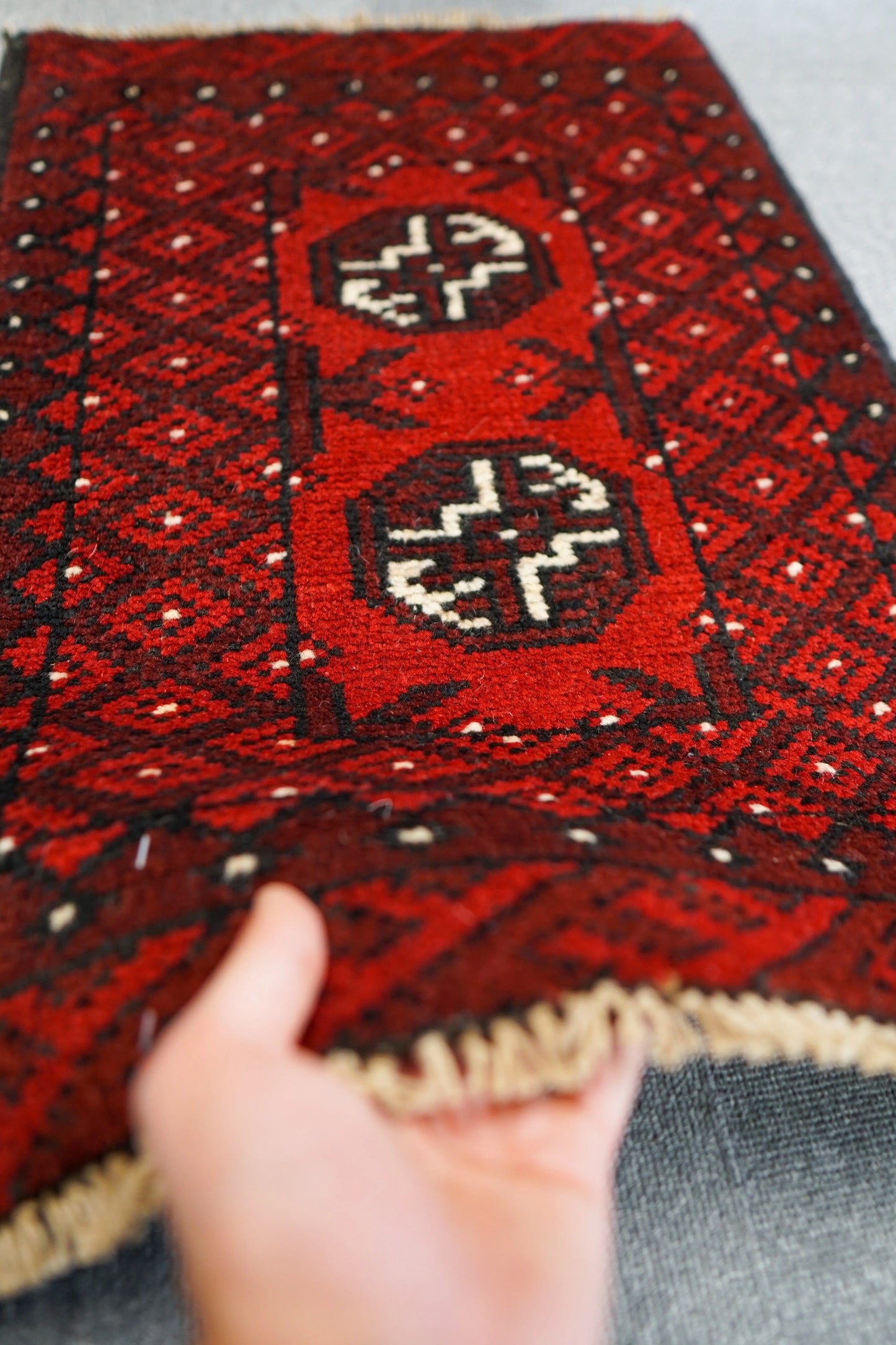 73×50cm トルクメン ボハララグ 手織り絨毯 トライバルラグ ヴィンテージ Decorworks