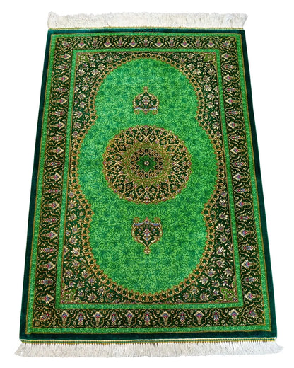 ペルシャ絨毯 クム産モサウィ房 シルク100％ 87×61cm Decorworks