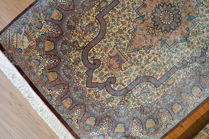 Collection ペルシャ絨毯 クム産 100％シルク 手織り 154×98cm 証明書付