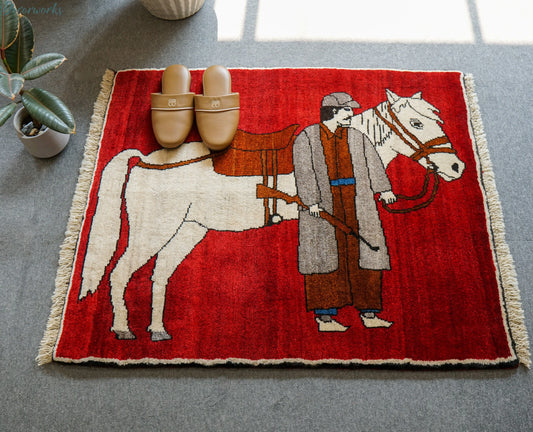 100x83cm 手織り ペルシャ絨毯　カシュカイ族 Decorworks