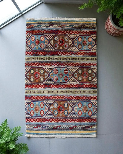 125×84cｍ アフガニスタン ガズニーウール 手織り絨毯　 Decorworks