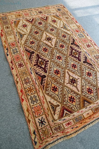 129×86cm 手織りマシュワニキリム Decorworks