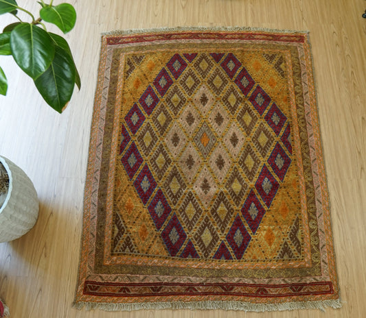 137×106cm アフガン手織りマシュワニキリム 　　手織り 絨毯 Decorworks