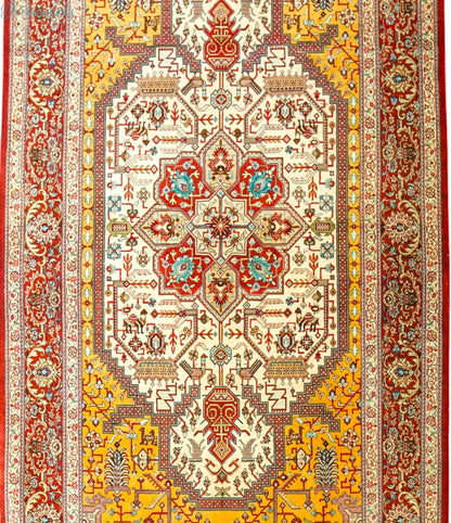 145×103cm　  ペルシャ絨毯　クム産　カシザード房　シルク 100% Decorworks