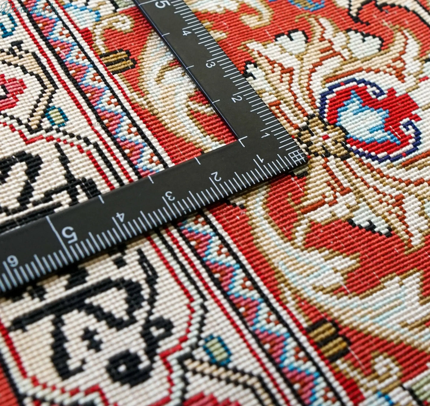 145×103cm　  ペルシャ絨毯　クム産　カシザード房　シルク 100% Decorworks