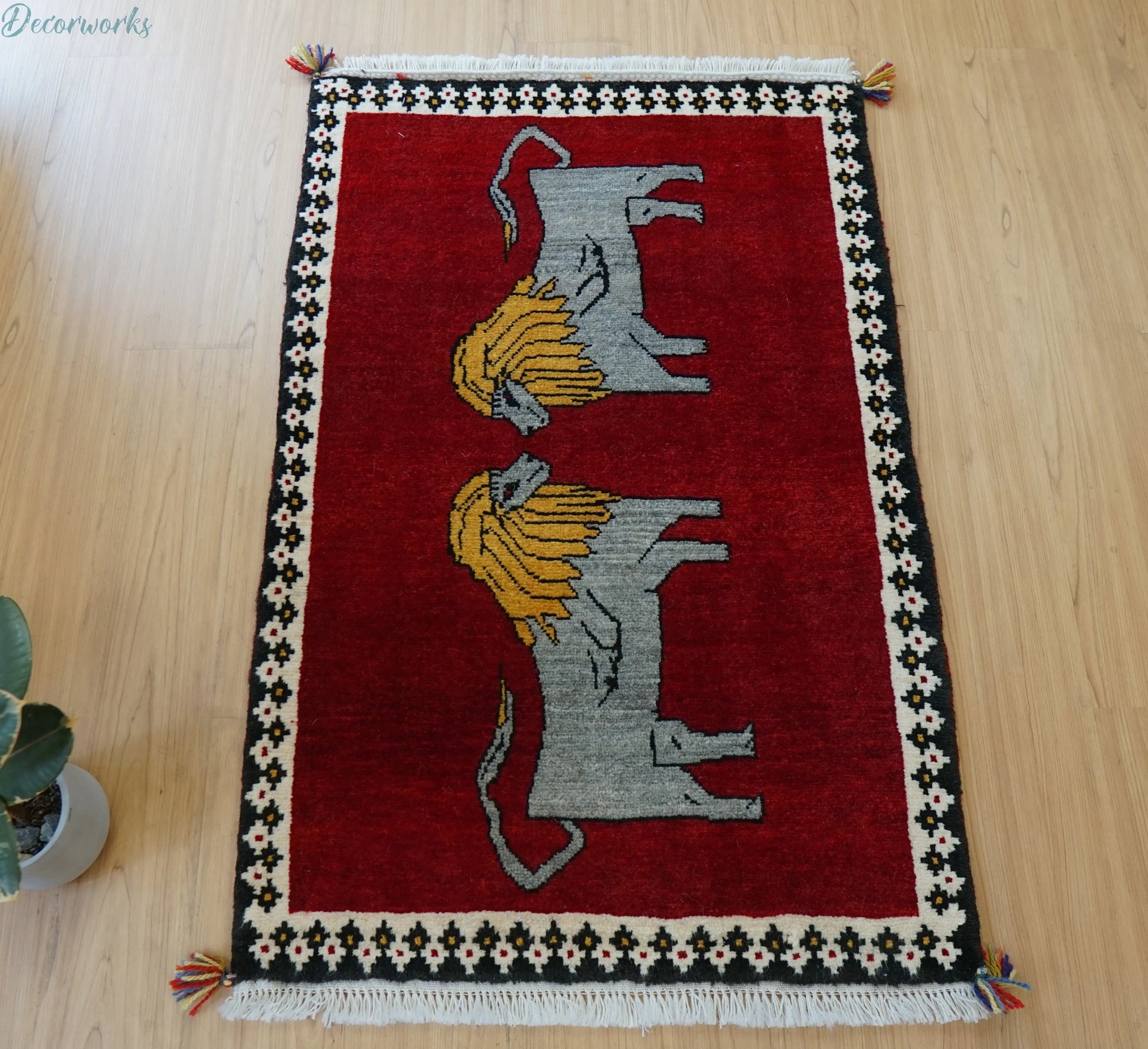 147x102cm 手織り ペルシャ絨毯　カシュカイ族 Decorworks
