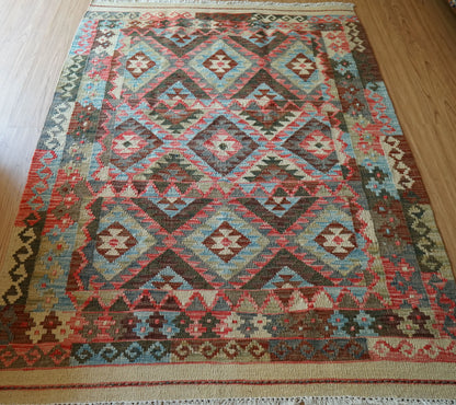 手織りキリム トライバルラグ 150×111cm｜アフガン伝統ウールラグ Decorworks