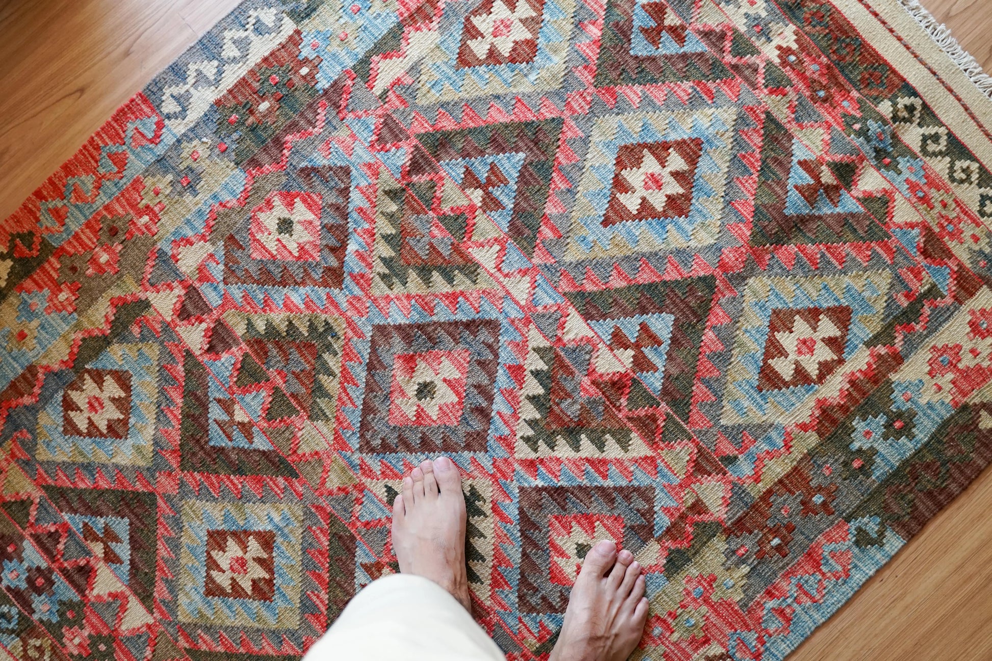 手織りキリム トライバルラグ 150×111cm｜アフガン伝統ウールラグ Decorworks