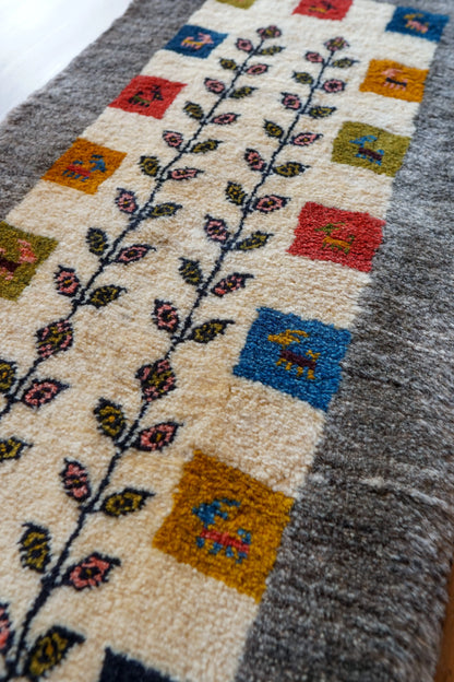 Collection ペルシャ ギャッベ ランナー カシュガイ族 手織りウール ラグ 150×50cm