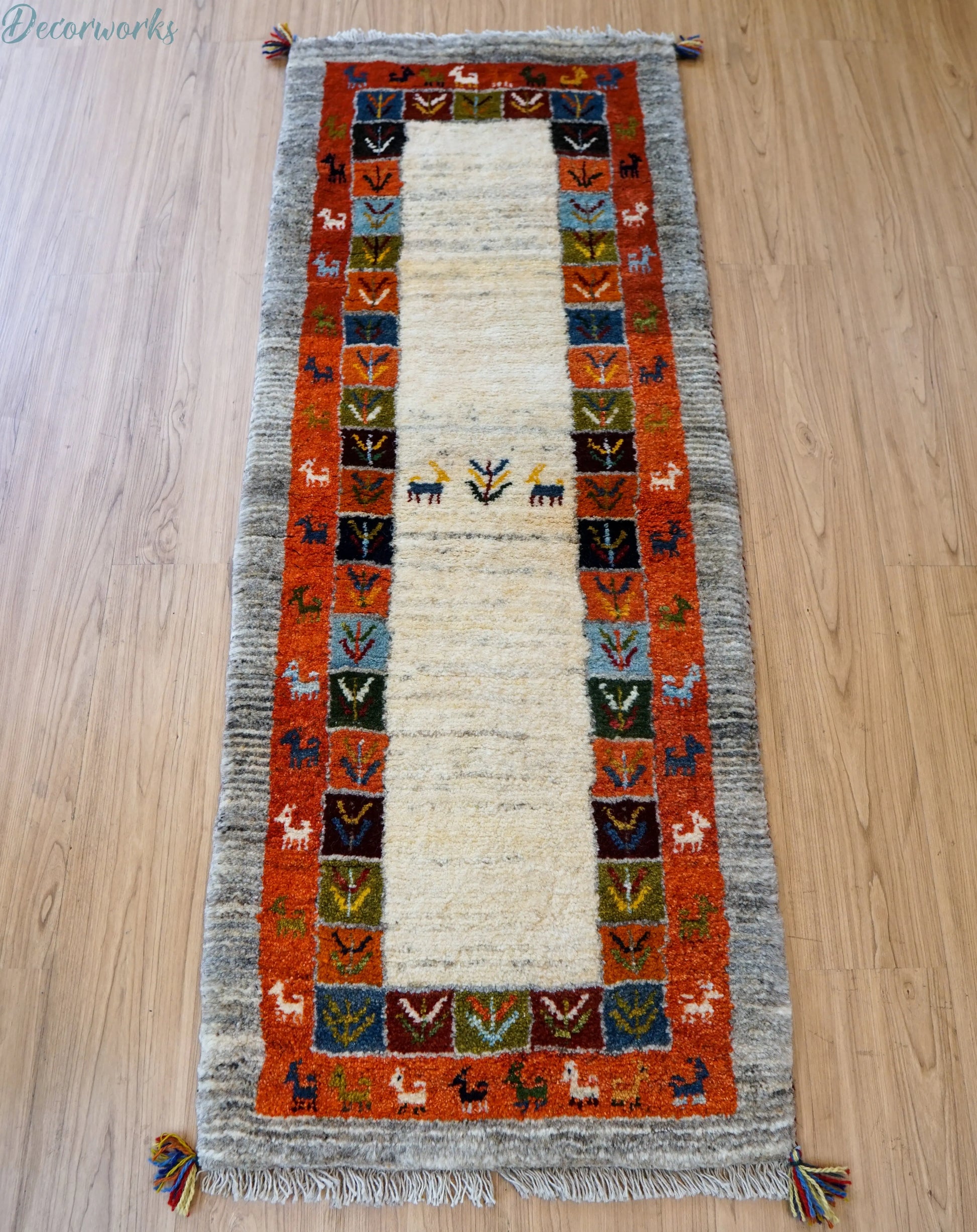 150×50cm ペルシャ絨毯 手織りギャッベ アマレ族　ランナー Decorworks