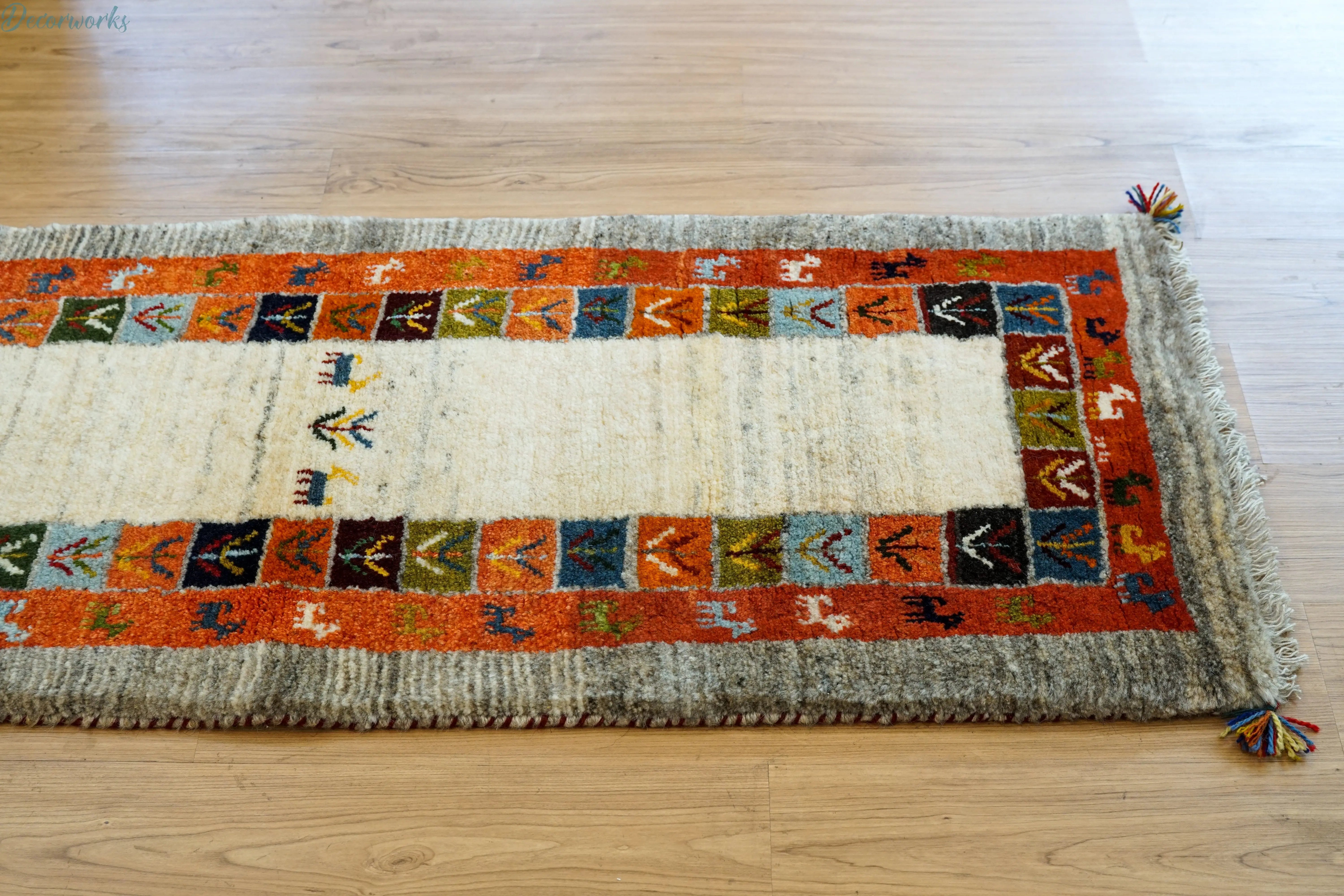 121×43cm ペルシャギャッベ アマレ族 ギャベ　ランナー 150×50cm ペルシャ絨毯 手織りギャッベ アマレ族 ランナー