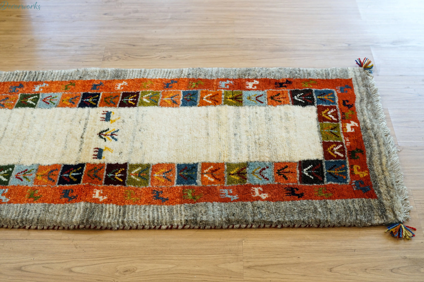 150×50cm ペルシャ絨毯 手織りギャッベ アマレ族　ランナー Decorworks