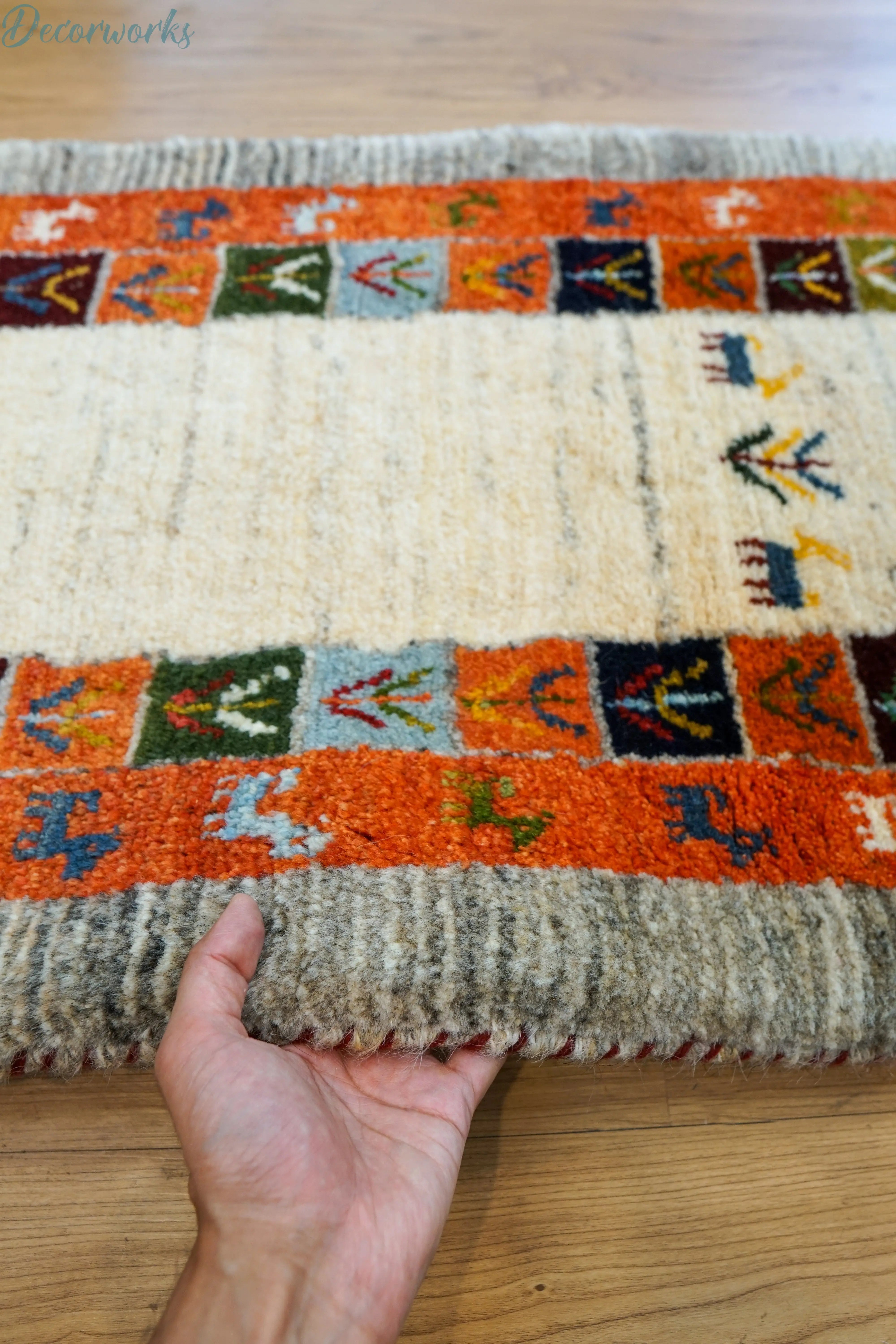 121×43cm ペルシャギャッベ アマレ族 ギャベ　ランナー 150×50cm ペルシャ絨毯 手織りギャッベ アマレ族 ランナー