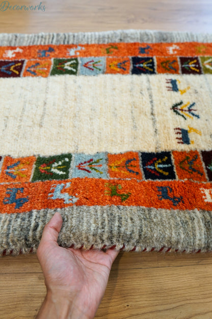 150×50cm ペルシャ絨毯 手織りギャッベ アマレ族　ランナー Decorworks