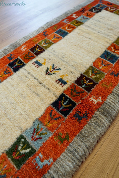 150×50cm ペルシャ絨毯 手織りギャッベ アマレ族　ランナー Decorworks