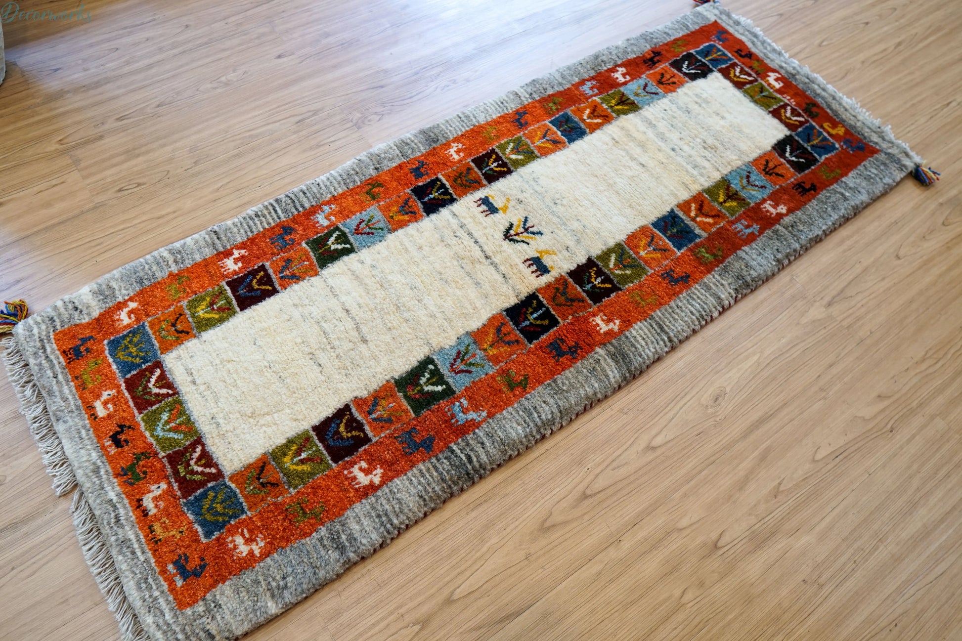 150×50cm ペルシャ絨毯 手織りギャッベ アマレ族　ランナー Decorworks