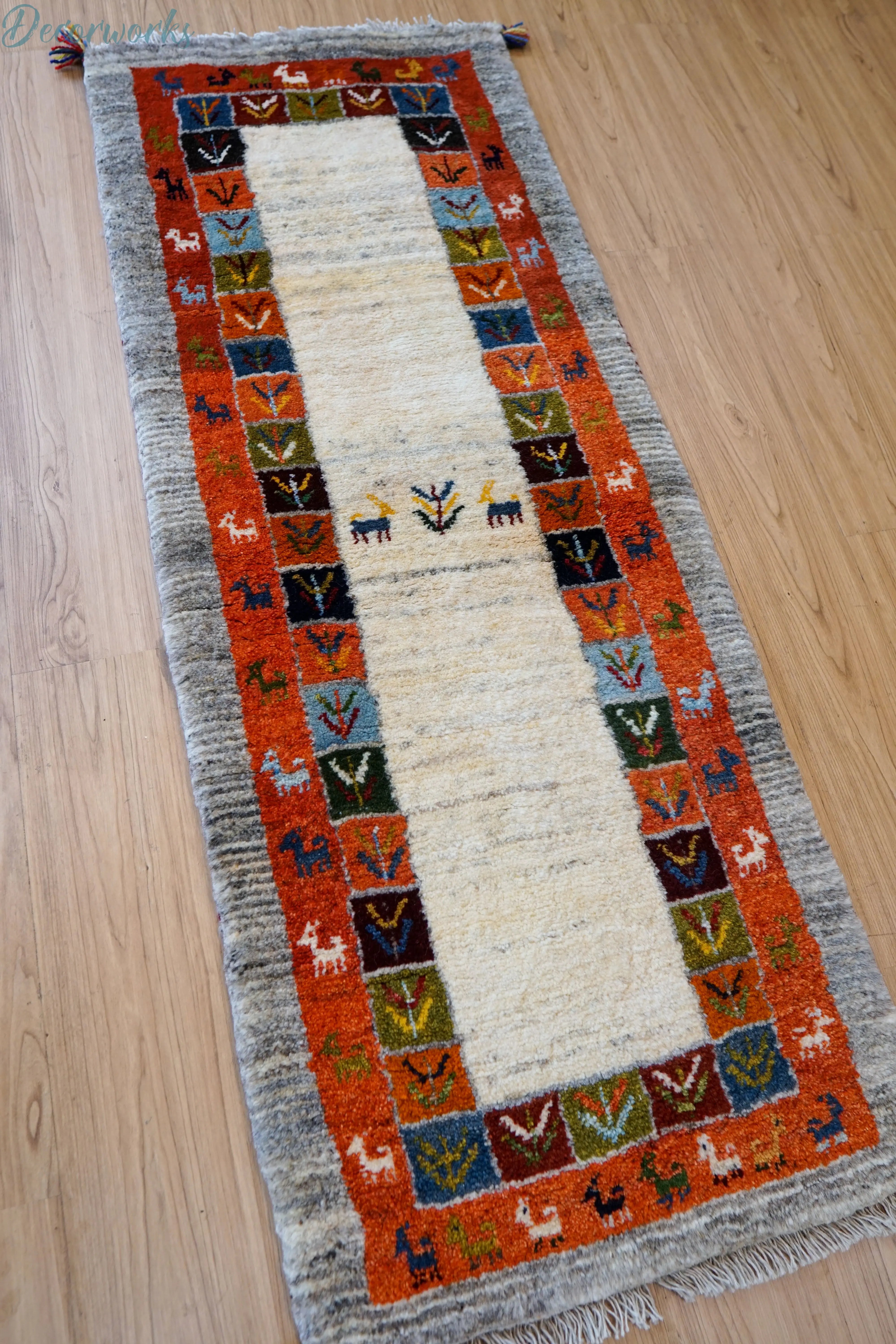 200×50cm【ペルシャ手織り ギャッベ ランナー】 アマレ族ギャベ 78×50cm ペルシャ絨毯 手織りギャッベ アマレ族 ギャベ