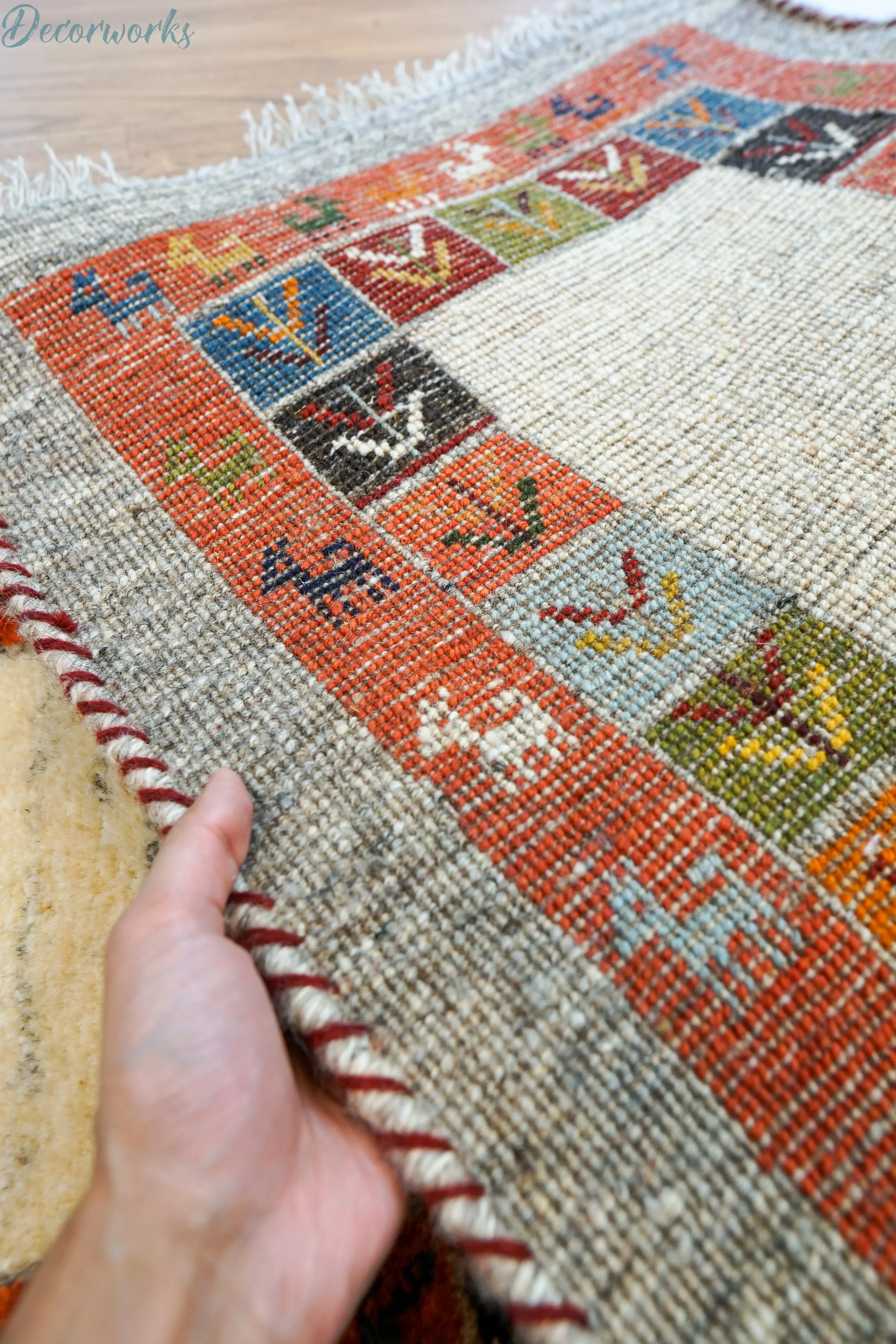121×43cm ペルシャギャッベ アマレ族 ギャベ　ランナー 150×50cm ペルシャ絨毯 手織りギャッベ アマレ族 ランナー