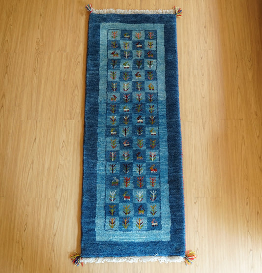 150×50cm ペルシャ ギャッベ ランナー カシュガイ族 手織りウール ラグ Decorworks