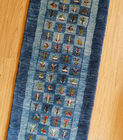 150×50cm ペルシャ ギャッベ ランナー カシュガイ族 手織りウール ラグ Decorworks