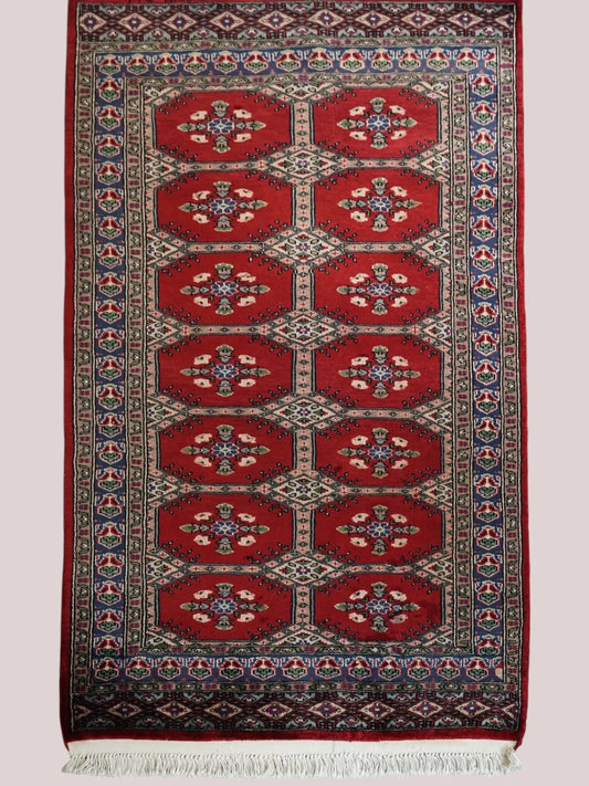 Collection パキスタン手織り絨毯 150×92cm、ジャールダールデザインの伝統模様ラグ