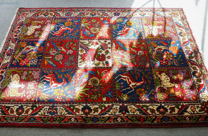 162×111cm　ペルシャ手織り絨毯　ウール　ラグ　バクティアリ Decorworks