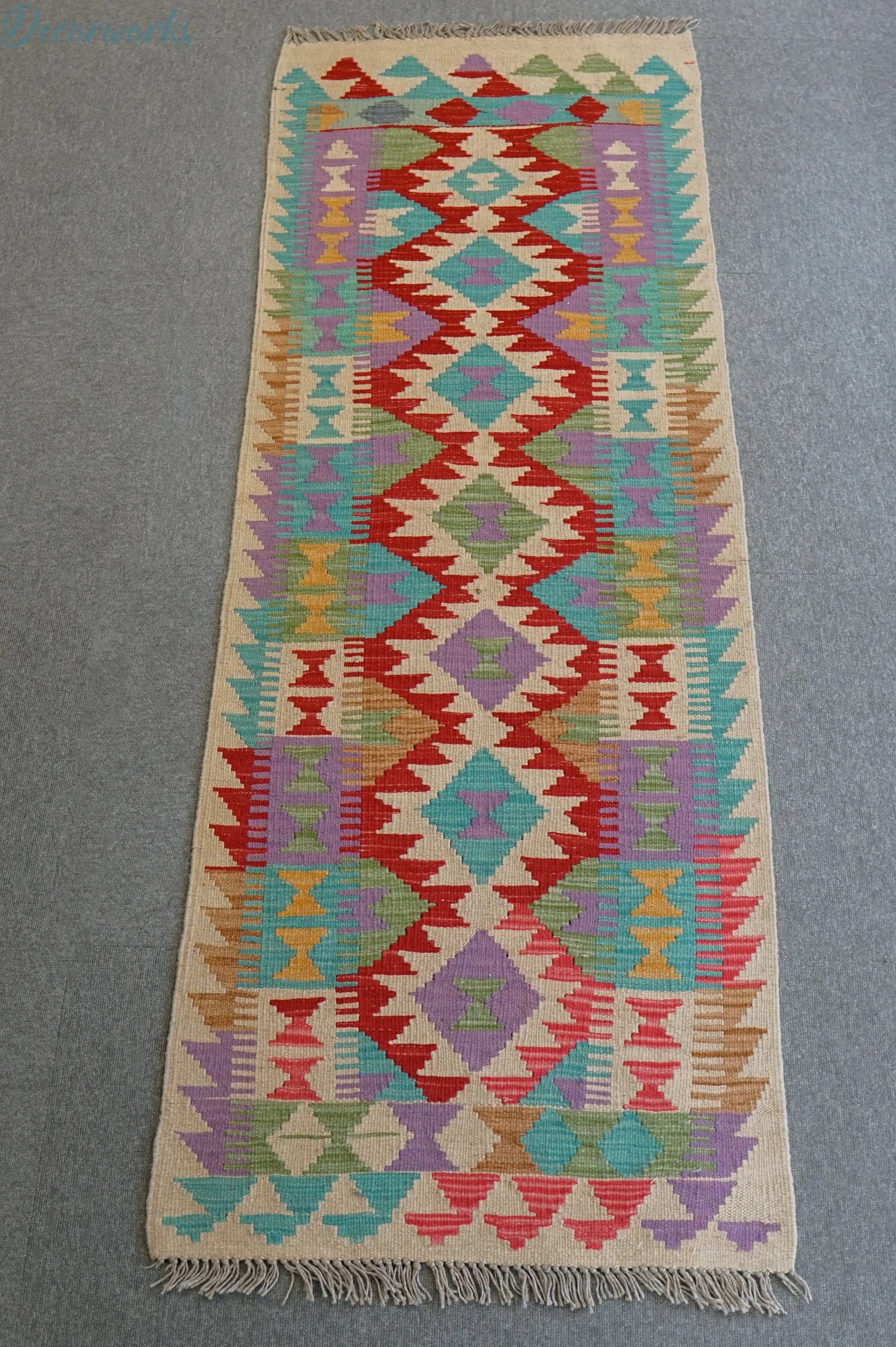 182×65cm  アフガン手織りキリム　ランナー Decorworks