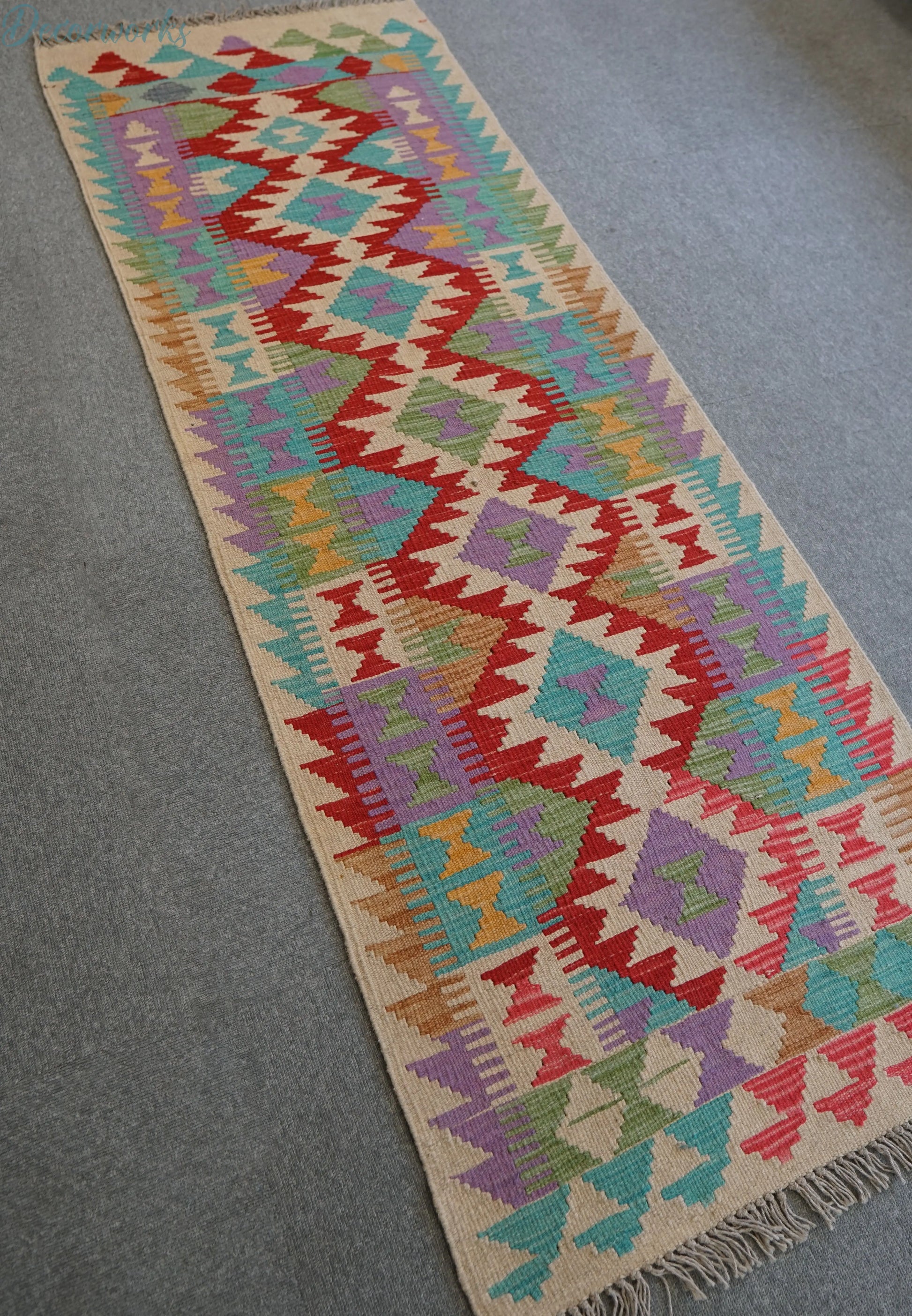 182×65cm  アフガン手織りキリム　ランナー Decorworks