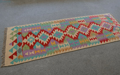 182×65cm  アフガン手織りキリム　ランナー Decorworks