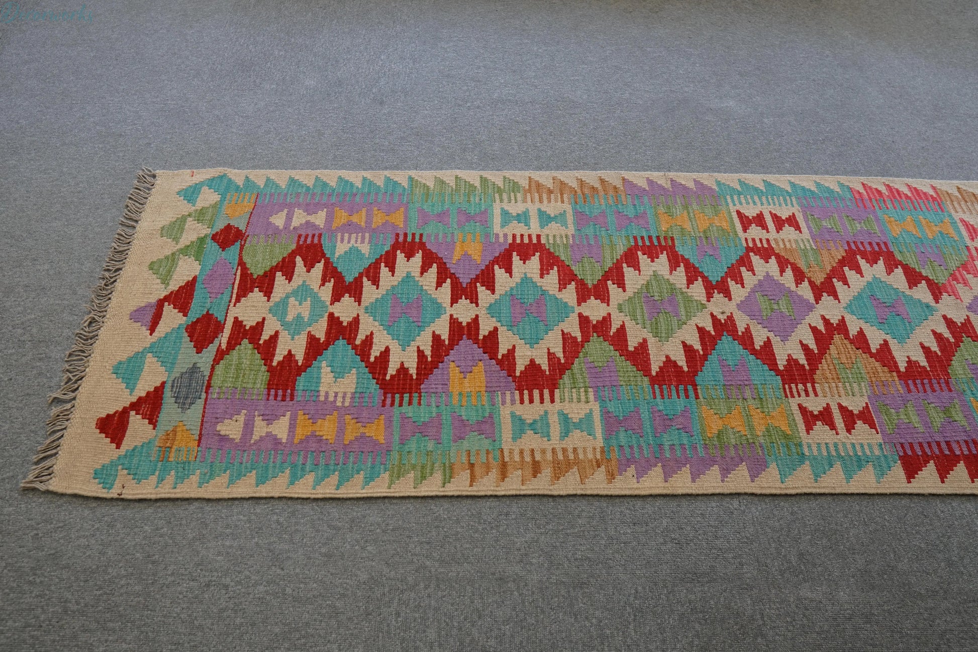 182×65cm  アフガン手織りキリム　ランナー Decorworks
