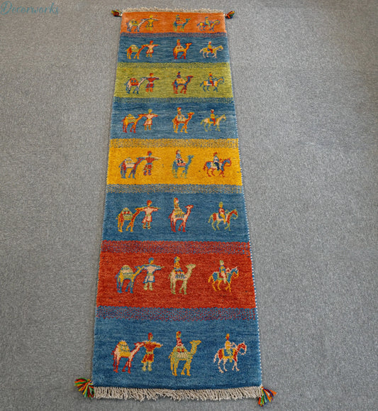 189×56cm  ペルシャ手織り ギャッベ ランナー Decorworks