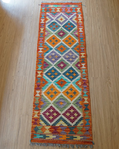アフガニスタン手織り キリム　ランナー　トライバルラグ 190×60cm Decorworks